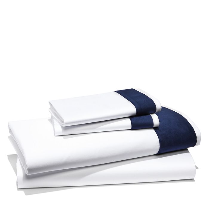 Frette Flying Sateen Sheet Set, Queen - 100% Exclusive In White/deep Blue