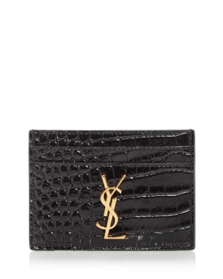 Cassandre Card Case in Crocodile-Embossed Shiny Leather
