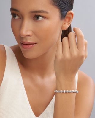 Sterling Silver White Caviar Ceramic Beaded Bracelet