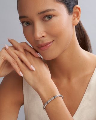 Sterling Silver Black Caviar Ceramic Beaded Bracelet