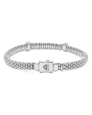 Sterling Silver & 18K Gold Caviar Luxe Double X Station Diamond Bracelet