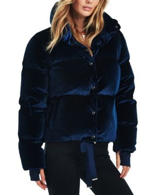 Ameri　VELVET DOWN JACKET AMARI PUFFER JACKET in BLACK | The UPSIDE