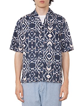 Officine Générale - Eren Camp Collar Ikat Print Short Sleeve Shirt