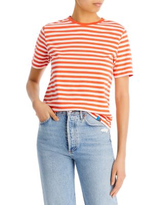 Kule The Modern Striped Tee In Poppy/cream