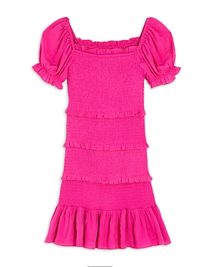 Katiejnyc Girls' Laila Puff Sleeve Tiered Smocked Dress - Big Kid In Berry