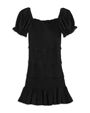 Katiejnyc Girls' Laila Puff Sleeve Tiered Smocked Dress - Big Kid In Black