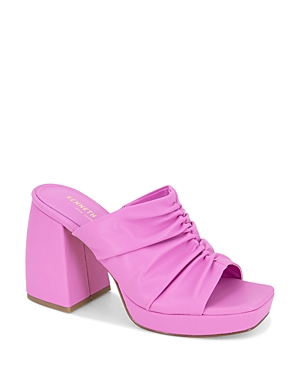 Kenneth Cole Women's Anika Square Toe Ruched High Heel Sandals In Pink
