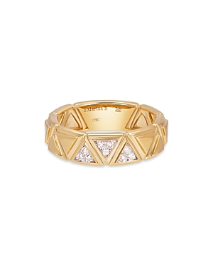 18K Gold Triangolini Pave Diamond Band Ring