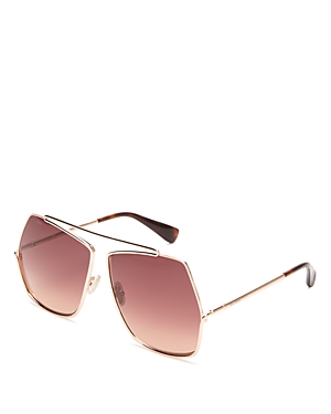 Shop Max Mara Elsa Geometric Sunglasses, 64mm In Rose/brown