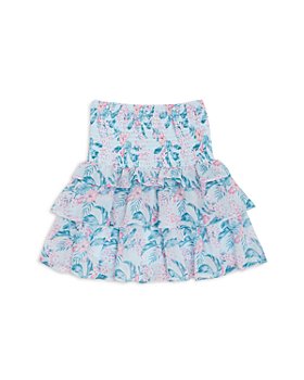 AQUA - Girls' Tropical Print Smocked Ruffle Skirt, Big Kid - 100% Exclusive