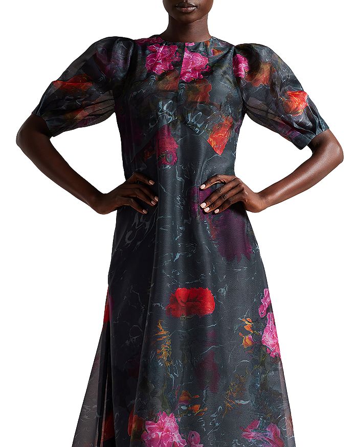 Ted Baker - Mekayla Empire Line Printed Puff Sleeve Midi Dress