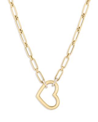 Roberto Coin - 18K Yellow Gold Cialoma Diamond Heart Pendant Necklace, 16-18"