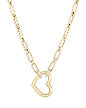 Shop Roberto Coin 18k Yellow Gold Cialoma Diamond Heart Pendant Necklace, 16-18