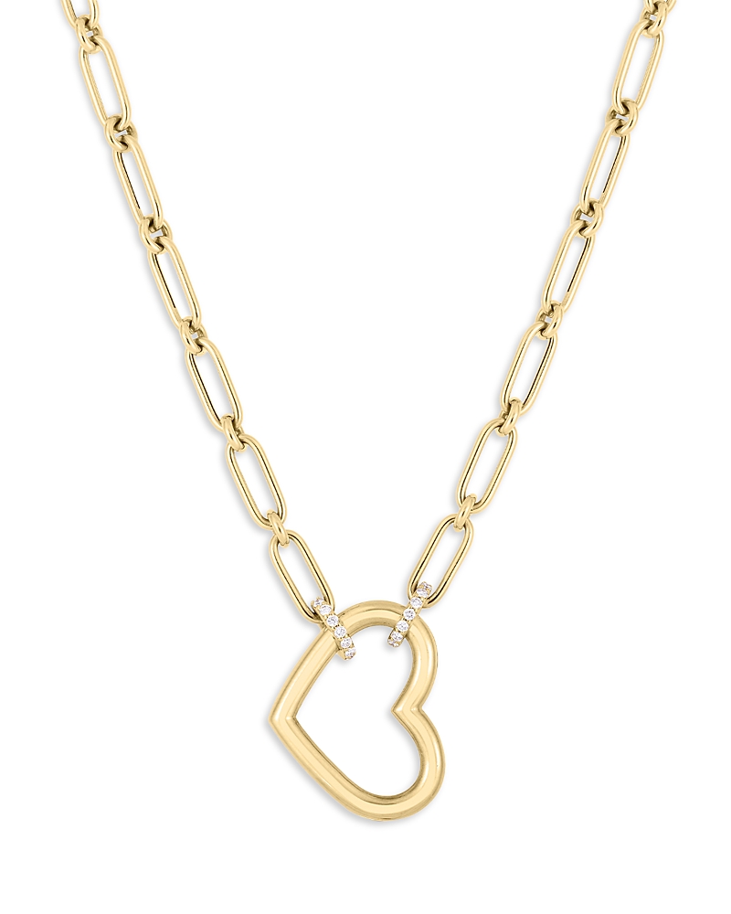 Roberto Coin 18K Yellow Gold Cialoma Diamond Heart Pendant Necklace, 16