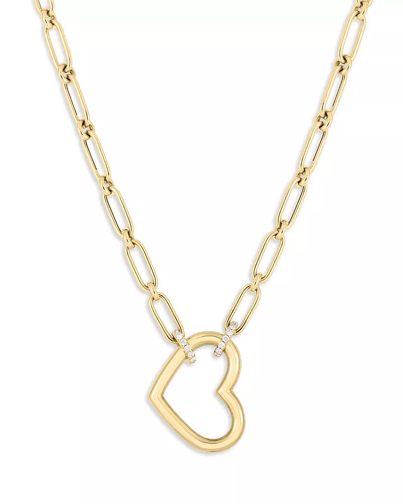 Roberto Coin 18K Yellow Gold Cialoma Diamond Heart Pendant Necklace, 16