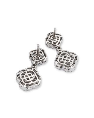 Diamond Clover Drop Earrings in 14k White Gold, 2.15 tcw 