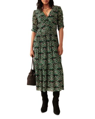 ba&sh Fine Printed Midi Dress | Bloomingdale's