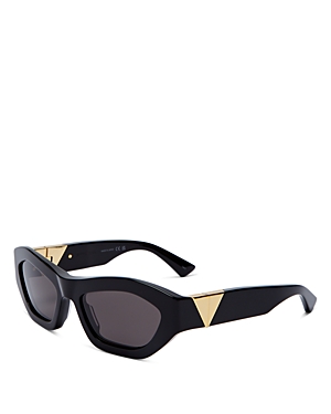 Shop Bottega Veneta Geometric Sunglasses, 54mm In Black/gray Solid