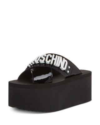 サンダル・ミュール Moschino Platform Sandal Moschino Patent Leather Platform Sandals | Pink | FARFETCH