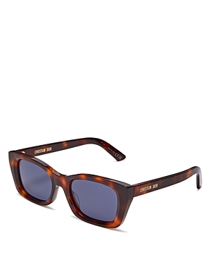 Dior Midnight S3i Rectangular Sunglasses, 52mm In Havana/blue Solid