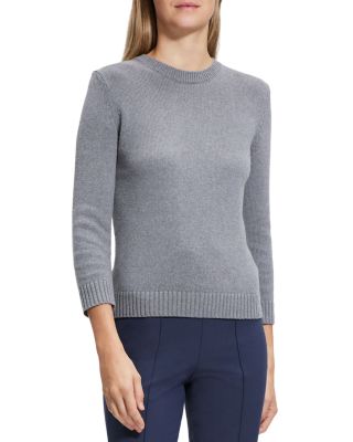 Three-quarter sleeve discount cashmere crewneck