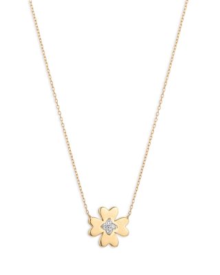 Adina Reyter - 14K Yellow Gold Diamond Clover Pendant Necklace, 15-16"