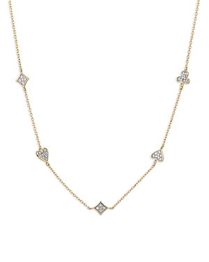 Adina Reyter 14K Yellow Gold Make Your Move Diamond Four Suit Station Necklace, 14-16