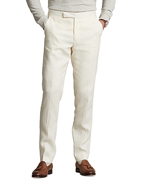 Shop Polo Ralph Lauren Tailored Fit Linen Trousers In Light Cream