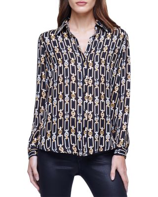 L’AGENCE online Nina Silk Anima Print Blouse Top