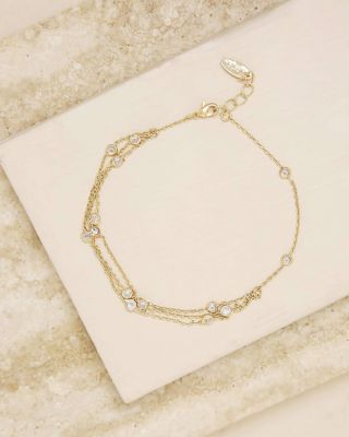 Fine Details Cubic Zirconia Triple Row Ankle Bracelet in 18K Gold Plated