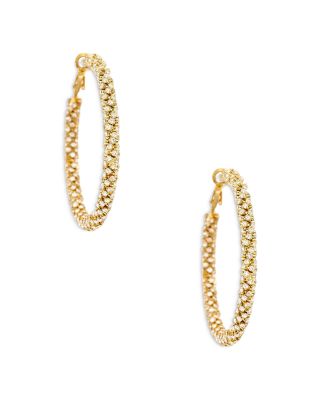 Rope Chain Pav&eacute; Hoop Earrings in 18K Gold Plated