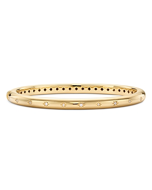 Shop Temple St Clair 18k Yellow Gold Celestial Diamond Small Cosmos Bangle Bracelet In Gold/white
