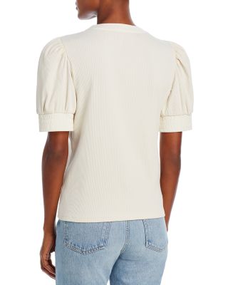 Heather V Neck Puff Sleeve Top 