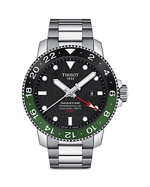 Shop Tissot Seastar 1000 Gmt Watch, 46mm In Black/silver