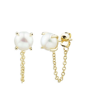 Photos - Earrings Bloomingdale's Cultured Freshwater Button Pearl Drop  in 14K Yello