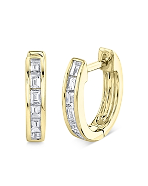 Moon & Meadow 14k Yellow Gold Diamond Baguette Huggie Earrings, 0.33 Ct. T.w. - 100% Exclusive In White/gold