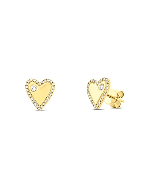 Moon & Meadow 14k Yellow Gold Diamond Heart Stud Earrings, 0.20 Ct. T.w. - 100% Exclusive