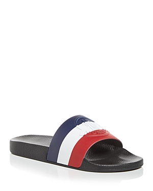 Shop Moncler Men's Basile Slide Sandals In Charcoal