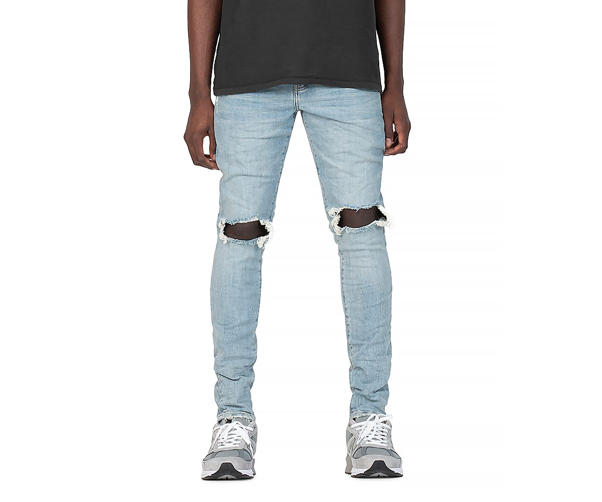 Purple Brand Dropped Slim Fit Destroyed Jeans