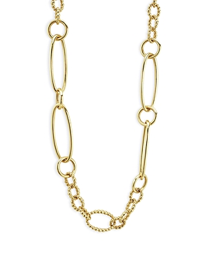 Lagos 18K Yellow Gold Signature Caviar Oval Link Chain Necklace, 20