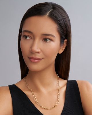 18K Yellow Gold Signature Caviar Oval Link Chain Necklace, 20"