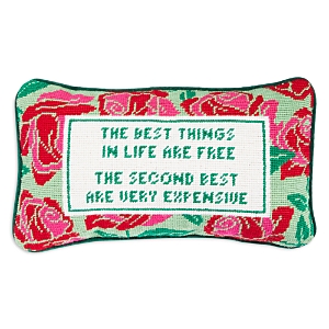 Furbish Studio Best Things In Life Are Free Embroidered Pillow In Multi