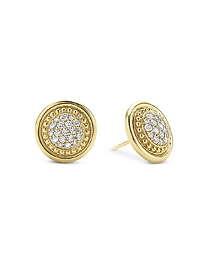 Shop Lagos 18k Gold & Ceramic Meridian Diamond Stud Earrings In White/gold