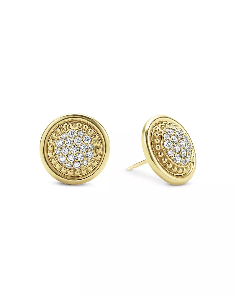 Lagos 18K Gold & Ceramic Meridian Diamond Stud Earrings