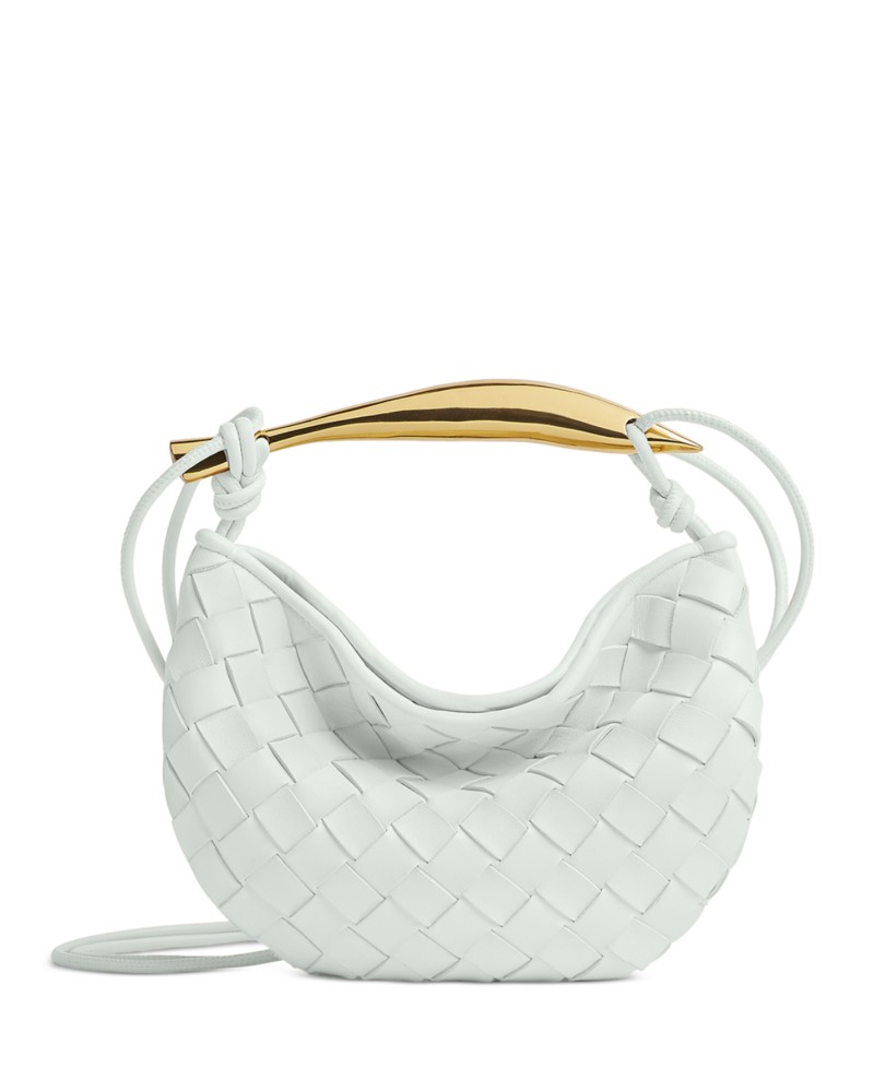 Bottega Veneta Mini Sardine Intrecciato LeatherBag in Chalk Muse/Brass
