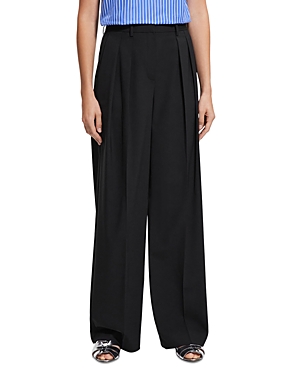 Theory Hose Mit Weitem Bein Aus Leinen Mit Falten In Black