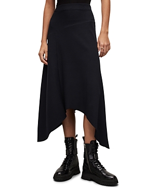Shop Allsaints Gia Asymmetric Skirt In Black