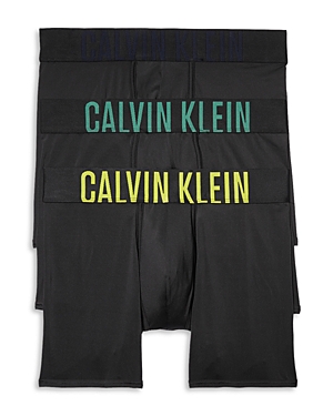 Calvin Klein Intense Power Boxer Briefs, Pack Of 3 In Black W/ Foliage  Green, Night Sky, Kewl Lime Logo