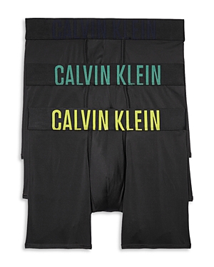 Calvin Klein Intense Power Boxer Briefs, Pack Of 3 In Black W/ Foliage Green, Night Sky, Kewl Lime Logo