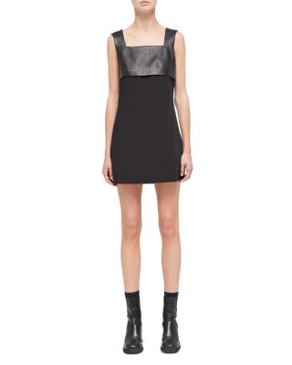 The Kooples Mixed Media Leather Yoke Mini Dress